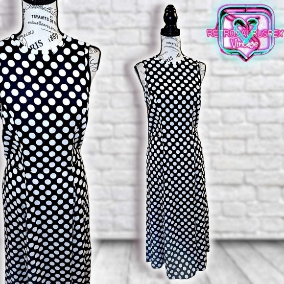 Vintage 1990's Pretty Woman Polka Dot Maxi Dress, Medium - Picture 1 of 10